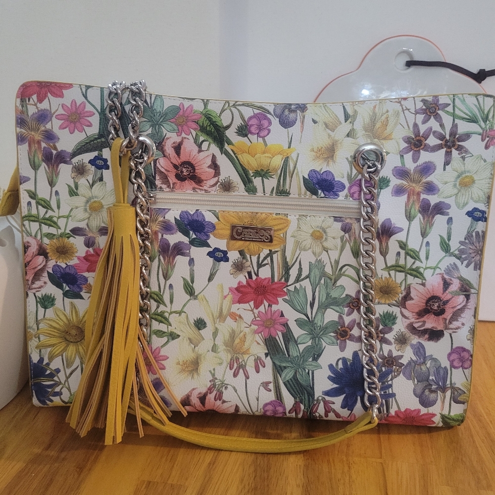 Carlos Santana Yellow Floral Purse